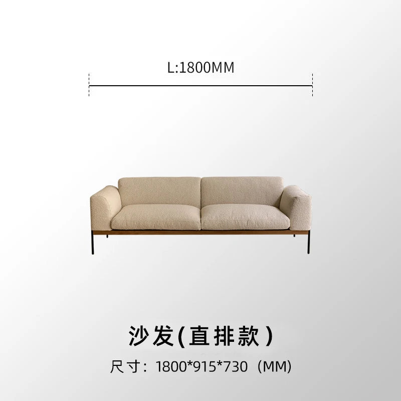 Fabric sofa living room modern simple Nordic chaise longue solid wood corner sofa combination