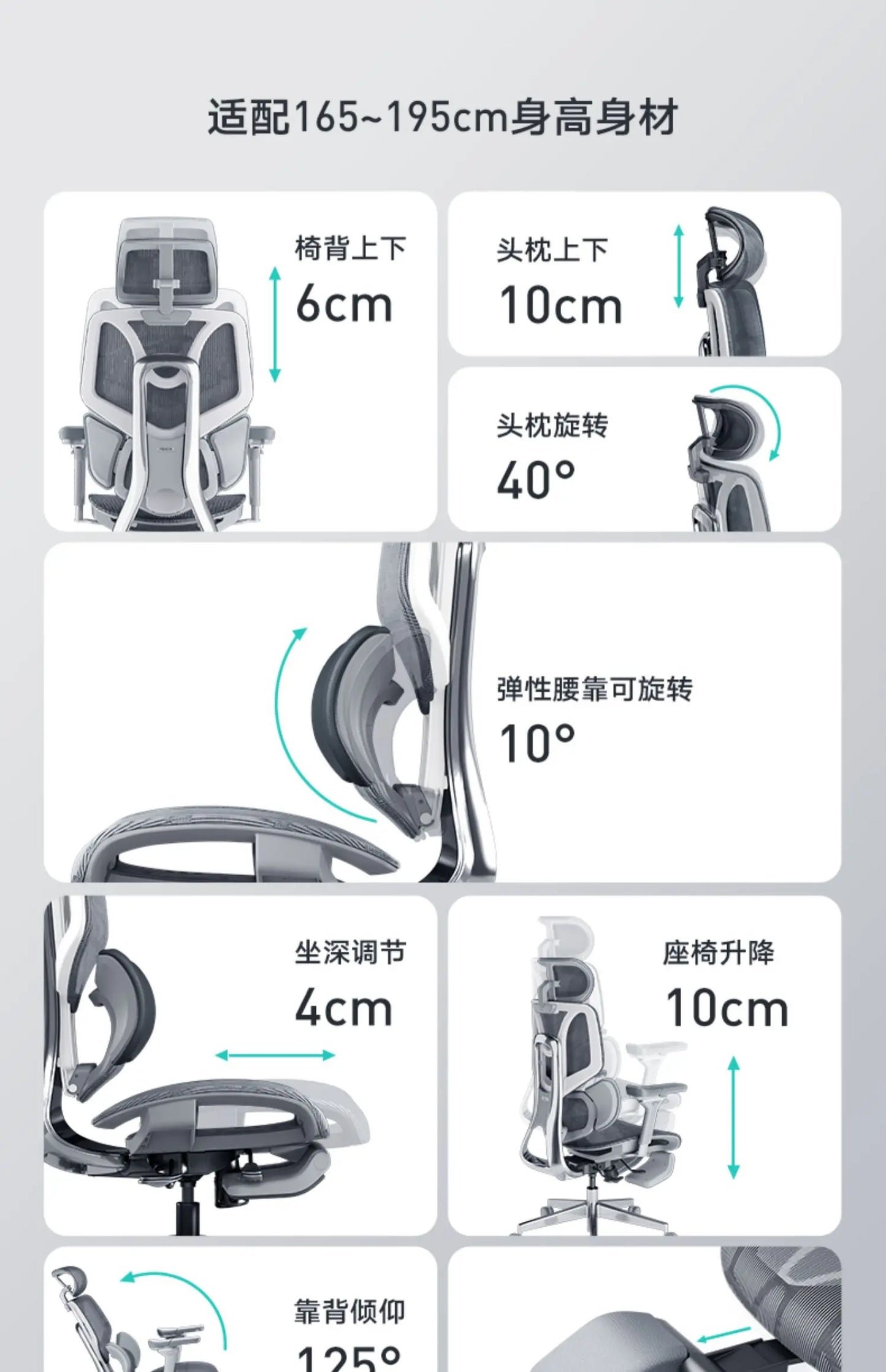 Black and white tone E3 three-zone waist protection ergonomic chair office computer chair