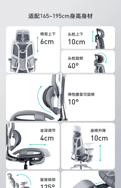 Black and white tone E3 three-zone waist protection ergonomic chair office computer chair