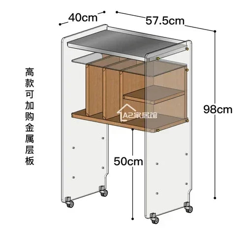 Medieval vinyl record cabinet, solid wood movable side cabinet, small unit, modern magazine cabinet, living room cart