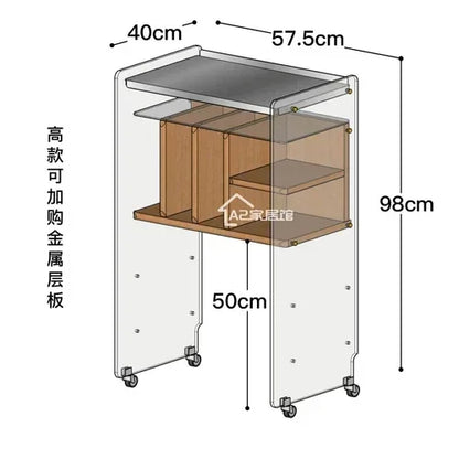 Medieval vinyl record cabinet, solid wood movable side cabinet, small unit, modern magazine cabinet, living room cart