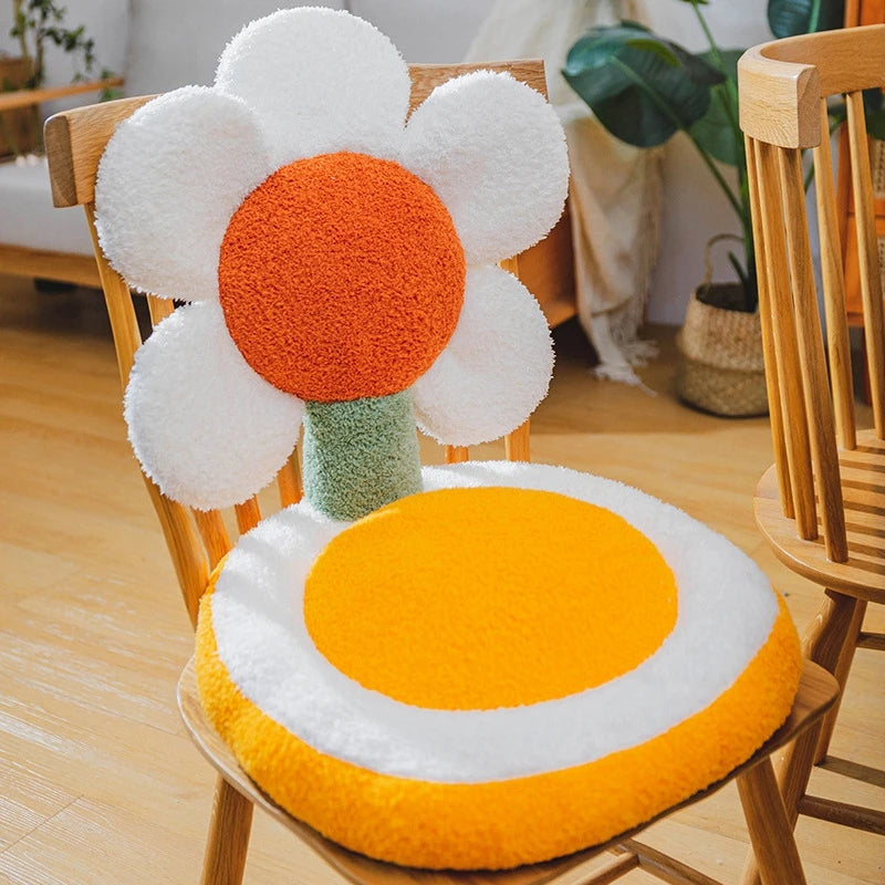 Ins Cute Tulip Sun Flower Seat Back Cushion Living Room Sofa Decorative Throw Pillow Soft Office Chair Cushion Home Decor Pillow