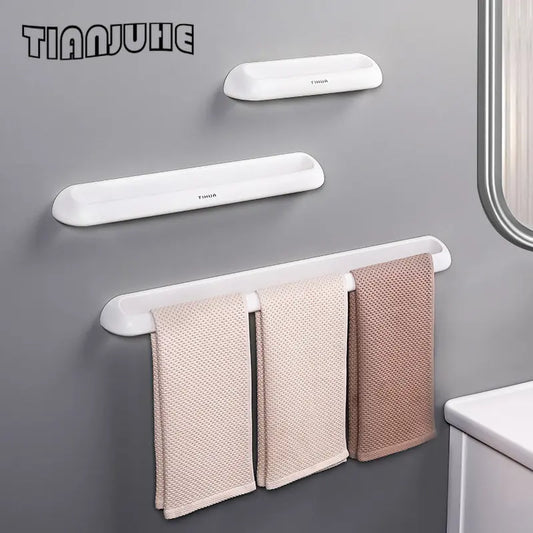 Hand Towel Bar Self Adhesive Wall Mounted Bathroom Towel Holder Kitchen Dishcloth Storage Rod ABS Material