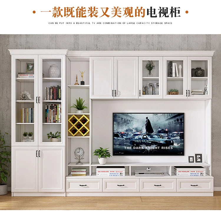 Nordic Living Room Overall TV Cabinet Unit Wall Background Wall Cabinet Modern Minimalist Small Apartment