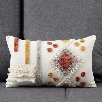 Boho Style Cushion cover Ivory Burt Orang Decoration Pillow Cover 45x45cm/30x50cm Tufted for Living room Bedroom Sofa Bed Couch