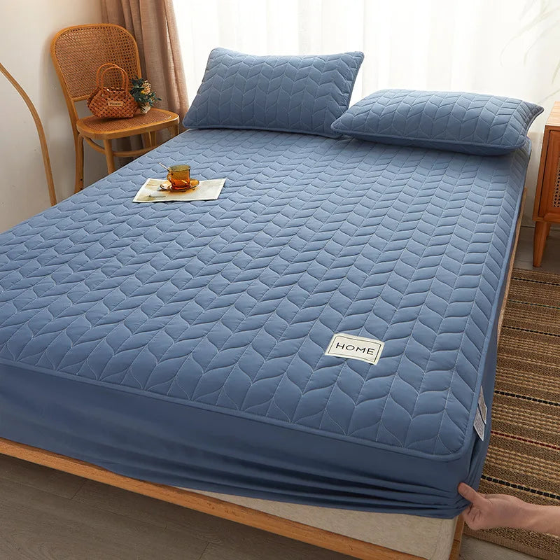 Cotton Thicken Quilted Mattress Cover Anti-bacterial Mattress Protector Topper Pad Soft Fitted Sheet Not Including Pillowcase