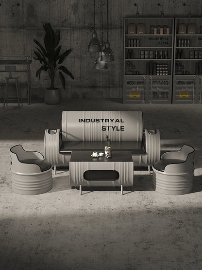 Deck Sofa KTV Casual Small Quiet Bar Retro Creative Oil Drum Iron Customization Industrial Style Bar Table and Chair Combination