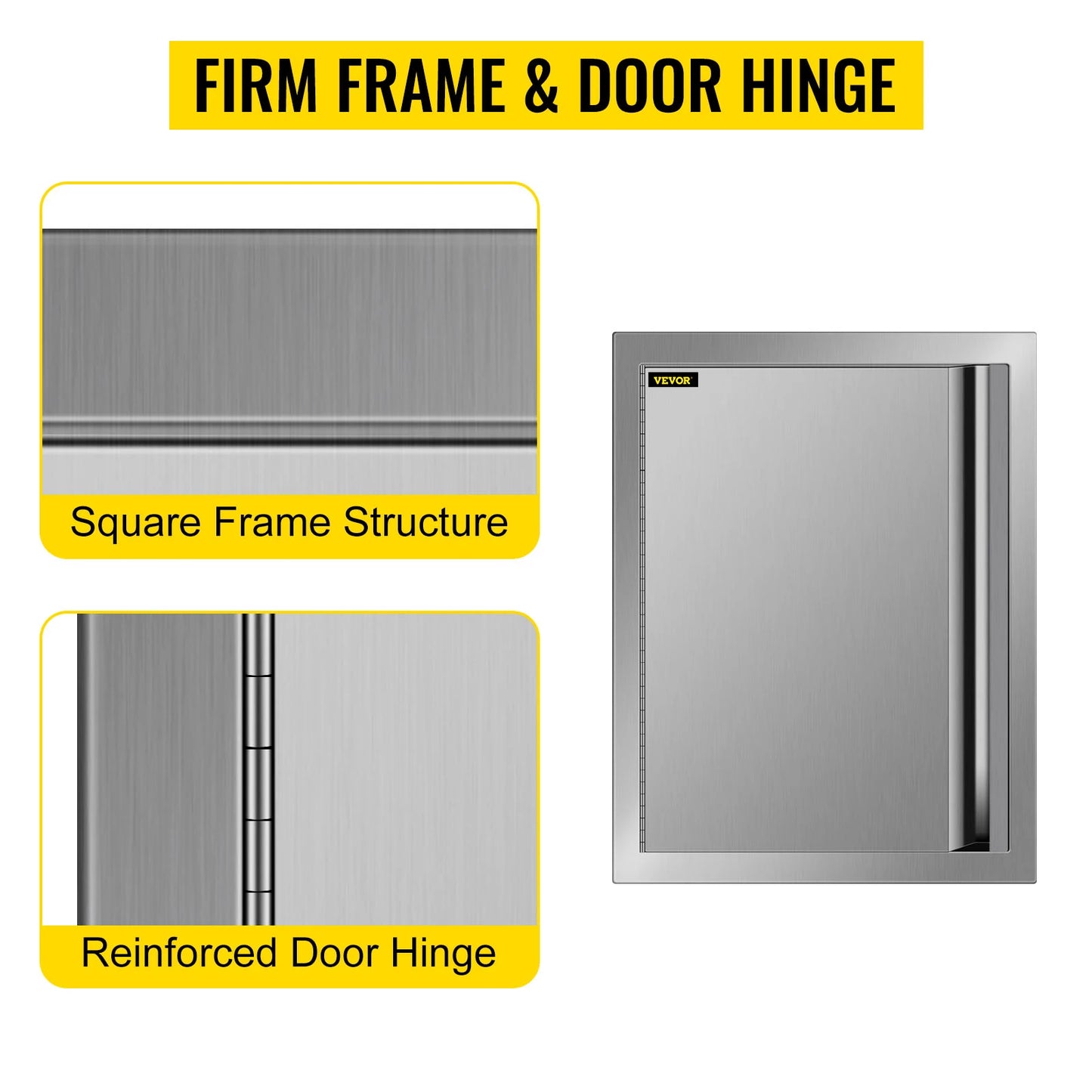 Stainless Steel BBQ Cabinet Access Door W/ Recessed Handle for Indoor/Outdoor Kitchen, BBQ Island, Kitchen Sink, Fireplace