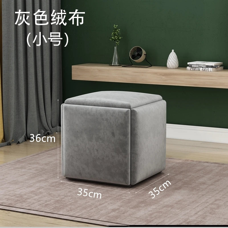 Nordic Furniture 5 In 1 Sofa Soft Stool Cube Storage Folding Shoe Bench Coffee Table Chairs For Kitchen Living Room Stools