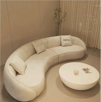 yj Sili Style Living Room Modern Light Luxury Italian Minimalist Shaped Curved Lambswool Fabric Sofa