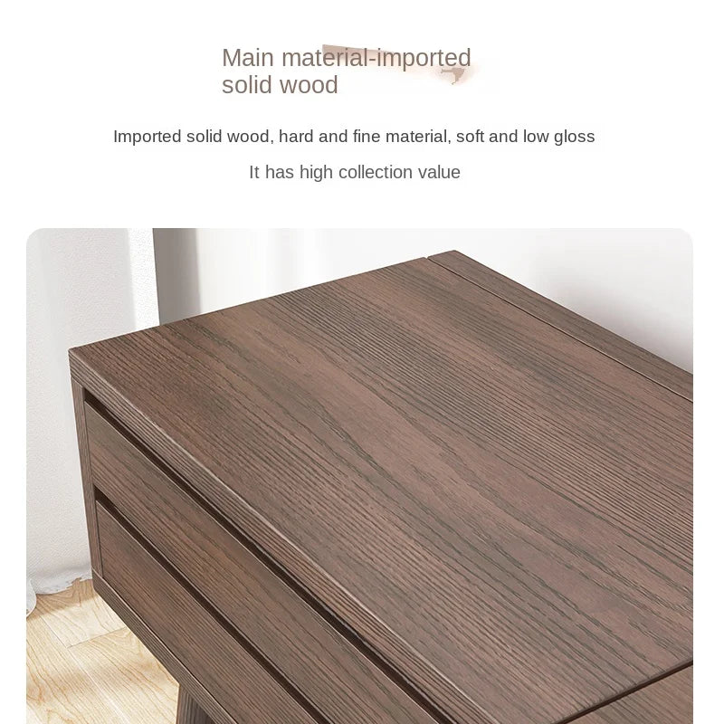 Qf Modern Minimalist Solid Wood Dresser Desk Integrated Mirror Foldable Makeup Table