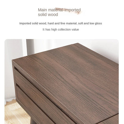 Qf Modern Minimalist Solid Wood Dresser Desk Integrated Mirror Foldable Makeup Table