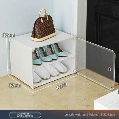 Small-Scale Foldable Cabinets For Home Living Room Multilayer Large Space Shelf Student Dormitory Dust Proof Shoe Storage Rack