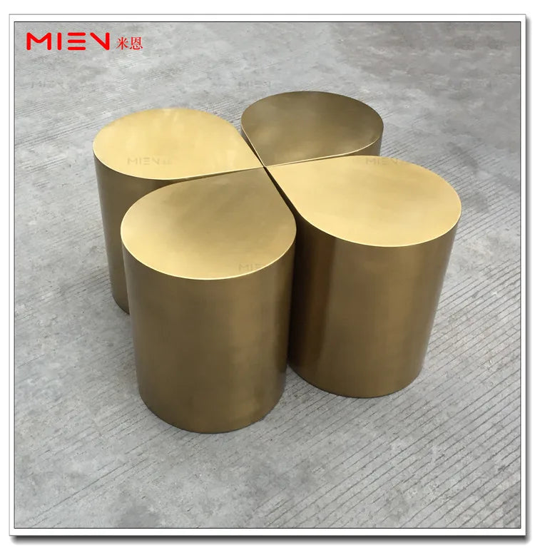 Fresh Four-Leaf Clover Tea Table Tear Drop Coffee Table Brushed Bronze Craft Adler Shaped Sofa Side Table
