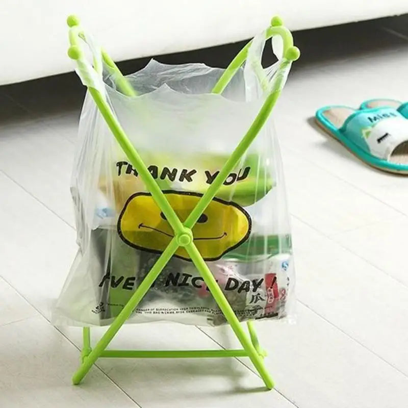 X-type Folding Trash Can Plastic Trash Bag Holder Garbage Bag Rack Home Kitchen Storage Rack