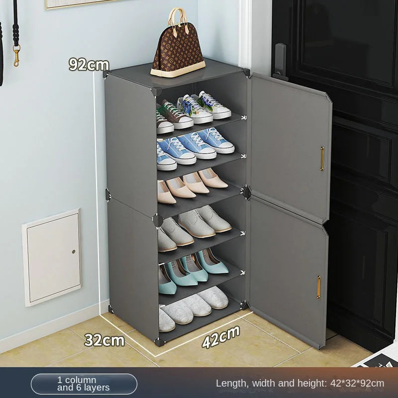 Small-Scale Foldable Cabinets For Home Living Room Multilayer Large Space Shelf Student Dormitory Dust Proof Shoe Storage Rack