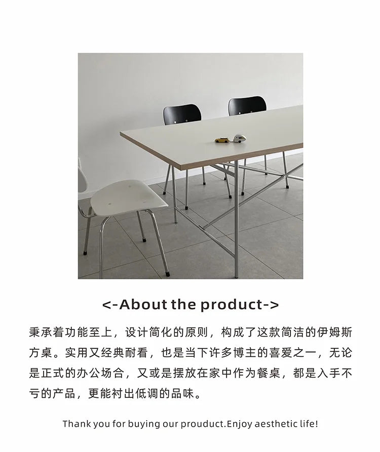 DPstudio vintage simple desk, stainless steel rectangular dining table, blogger, same conference table Bauhaus