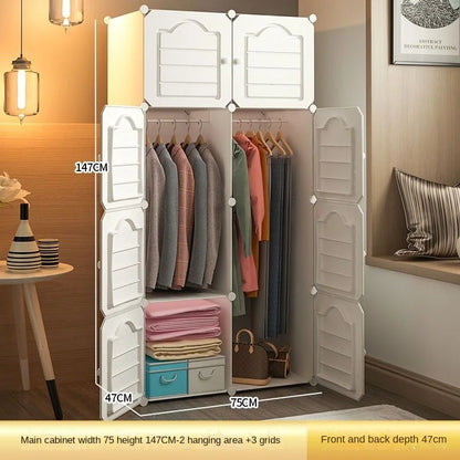 Household Bedroom Dustproof Clothes Cabinets Plastic Collapsible Durable Storage Rack Of Foldable Simplicity Wardrobe Furniture