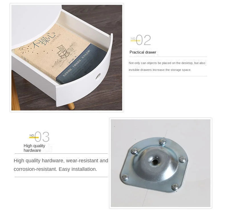 Nordic Furniture White Bedside Table Small Coffee Tables Living Room Modern Balcony Bedroom Cylinder Sofa Side Corner Movable