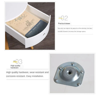 Nordic Furniture White Bedside Table Small Coffee Tables Living Room Modern Balcony Bedroom Cylinder Sofa Side Corner Movable