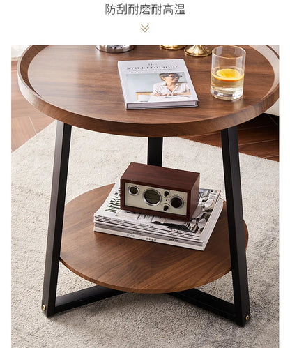 JOYLIVE Tea Table Simple Modern Sofa Side Table Household Round Double-layer Side Table 2022 New Dropshipping