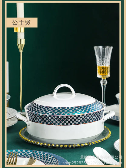 Jingdezhen dish set European style bowls and chopsticks bone china tableware gift bone china tableware
