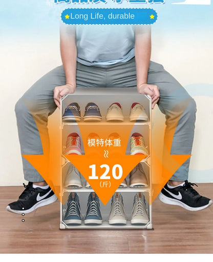 Small-Scale Foldable Cabinets For Home Living Room Multilayer Large Space Shelf Student Dormitory Dust Proof Shoe Storage Rack