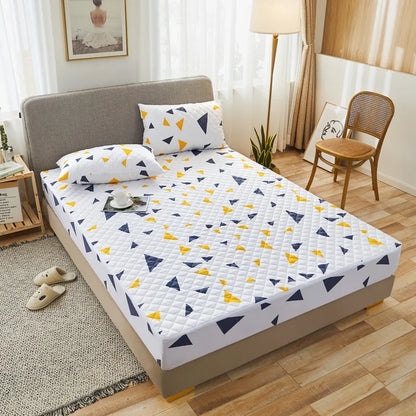 Printing Quilted Cotton Mattress Cover With Zipper Bedspread Mattress Cover Soft King Queen Tatami Bed Dust Cover Customizable