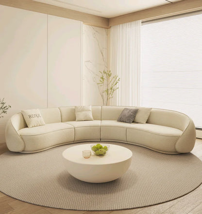 yj Sili Style Living Room Modern Light Luxury Italian Minimalist Shaped Curved Lambswool Fabric Sofa
