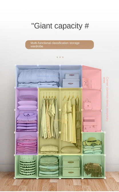 Household Bedroom Dustproof Clothes Cabinets Plastic Collapsible Durable Storage Rack Of Foldable Simplicity Wardrobe Furniture
