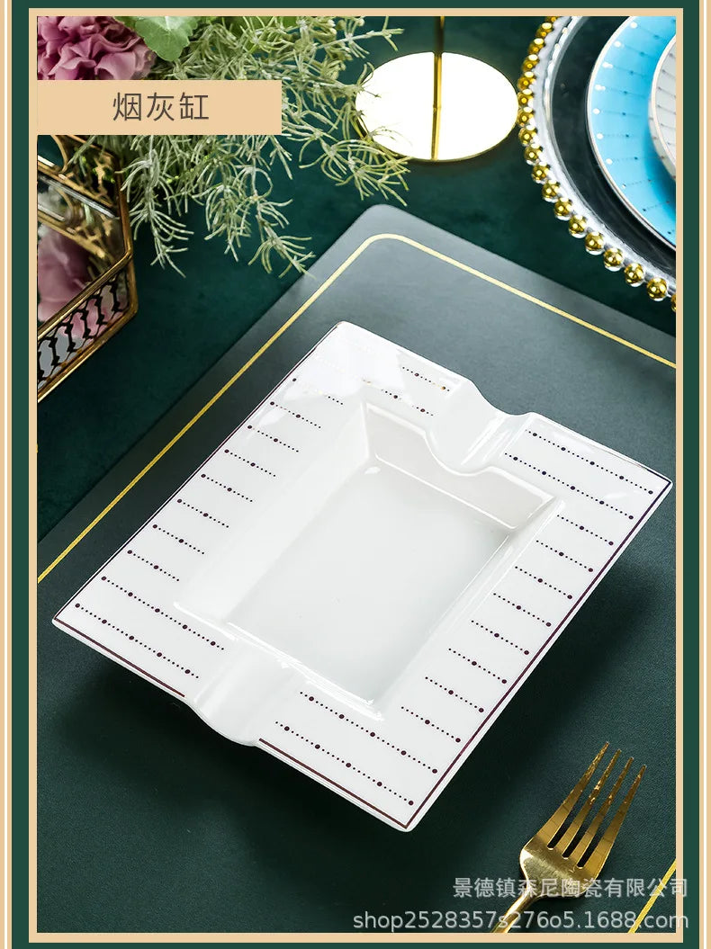 Jingdezhen dish set European style bowls and chopsticks bone china tableware gift bone china tableware