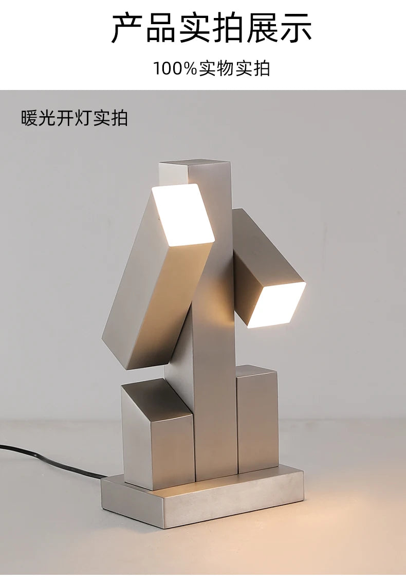 Interstellar Robot Middle-Ancient Bauhaus Metal Atmosphere Table Lamp Decoration Model Room Living Room Study Creative