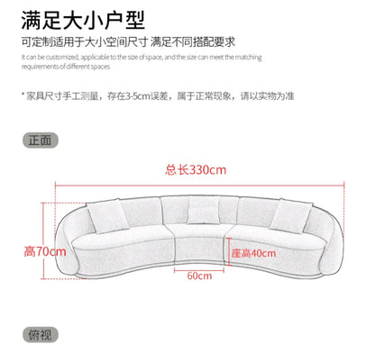yj Sili Style Living Room Modern Light Luxury Italian Minimalist Shaped Curved Lambswool Fabric Sofa