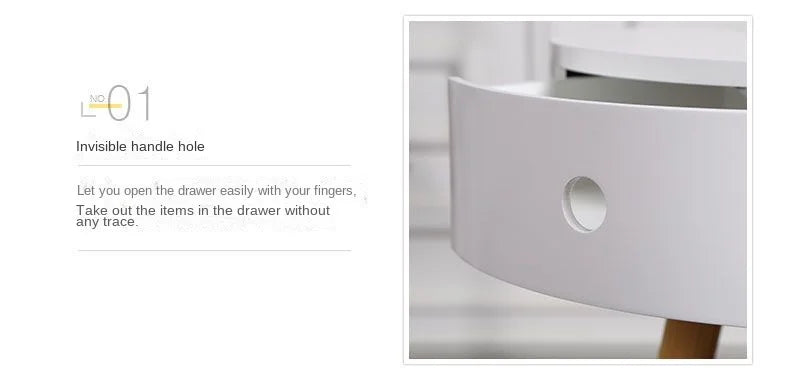 Nordic Furniture White Bedside Table Small Coffee Tables Living Room Modern Balcony Bedroom Cylinder Sofa Side Corner Movable