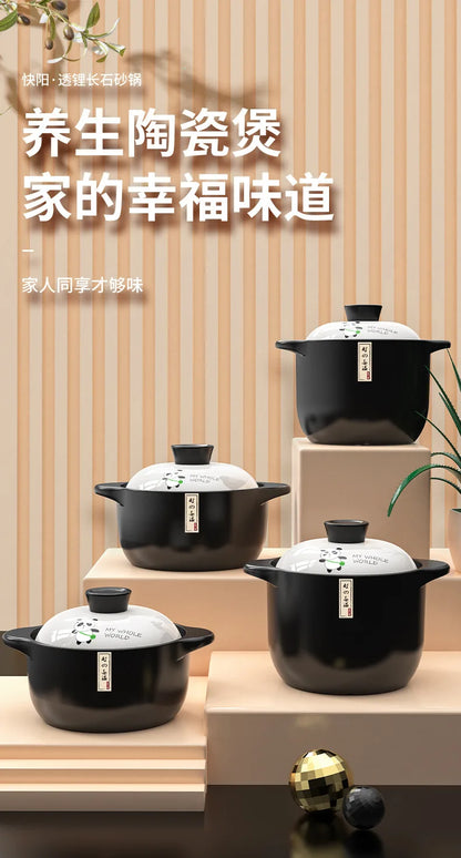 Chinese High Temperature Resistant Household Casserole Cooking Pot Cookware Set Ceramic Hot Pot Food Warmer 1-6L