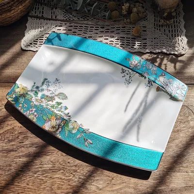 Bone china tableware Chinese style pastoral style 4.5 inch rice bowl flower bird embossed flower 8 inch plate 12 inch fish plate