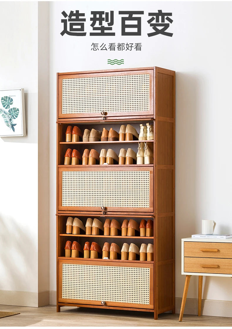 Wooden Horse Man Shoe Rack Shoe Cabinet Home Door outside Simple Storage Dormitory Economical Indoor Beautiful Bedroom Dustproof