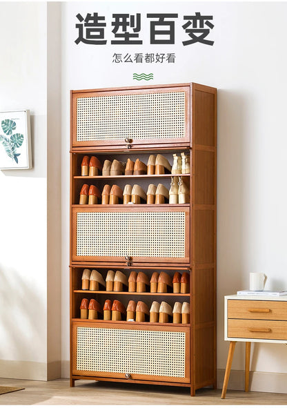 Wooden Horse Man Shoe Rack Shoe Cabinet Home Door outside Simple Storage Dormitory Economical Indoor Beautiful Bedroom Dustproof