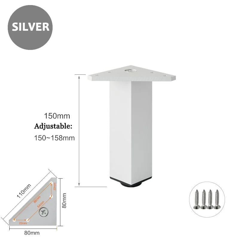 4PCS Furniture Leg Aluminum Triangular Square Sofa Leg with Screw Thickening Metal Furniture Feet Bathroom Cabinet Coffee Table