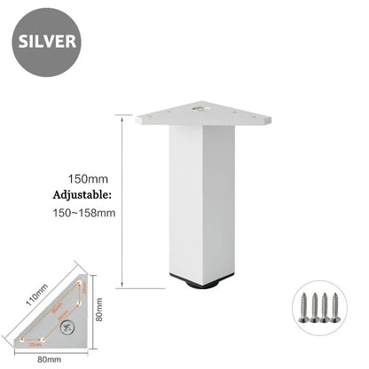 4PCS Furniture Leg Aluminum Triangular Square Sofa Leg with Screw Thickening Metal Furniture Feet Bathroom Cabinet Coffee Table