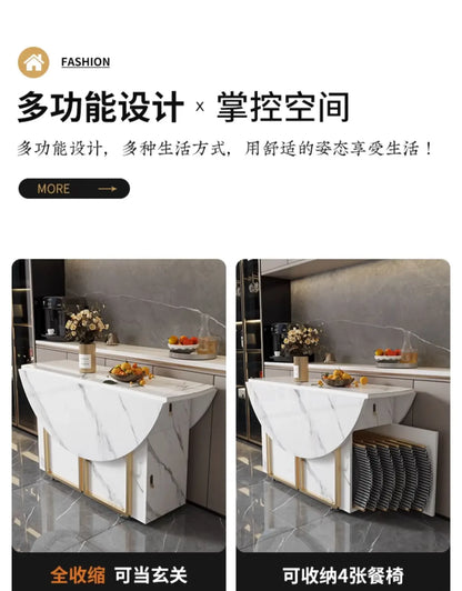 1.4 and 1.6 M Rectangular Folding Table Small Apartment Dining Table Multi-Functional Retractable Dining Table and Chair
