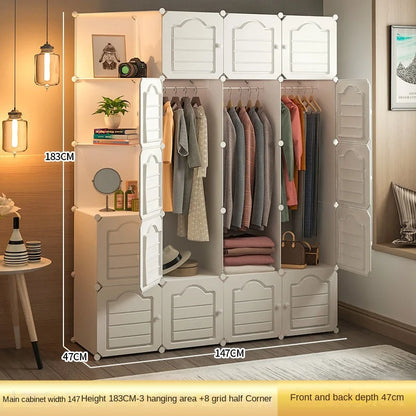 Household Bedroom Dustproof Clothes Cabinets Plastic Collapsible Durable Storage Rack Of Foldable Simplicity Wardrobe Furniture