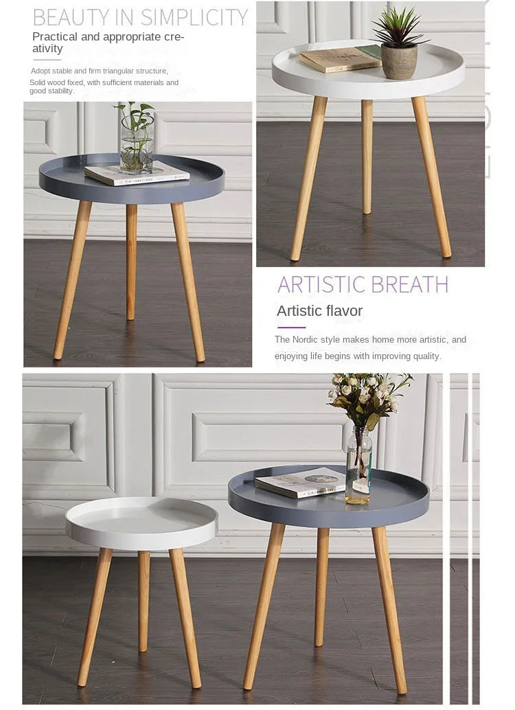Nordic Furniture Small Coffee Tables Family Modern Balcony Live Room Bedroom Sofa Side Corner Movable Tray Round Table Assembly