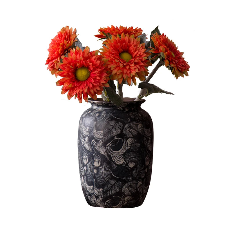 Jingdezhen Retro Literature And Art New Chinese Ceramic Vase Homestay Hotel TV Cabinet With Dried Flower Decorations