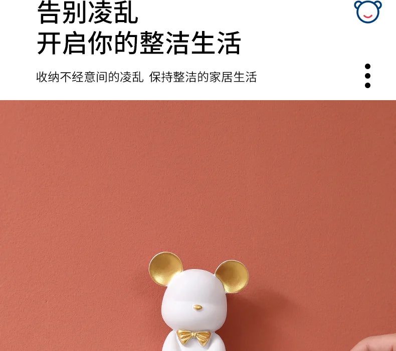 Cartoon Bear Hook Porch Key Hook Clothes Rack Wall Coat Keychain Bathroom Accessories Holder Hook Hat Clothes Display Stands