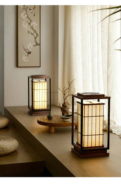 zq Desk lamp, Japanese living room, retro floor lamp, Zen tea room, study, home stay restaurant, landscape lamp