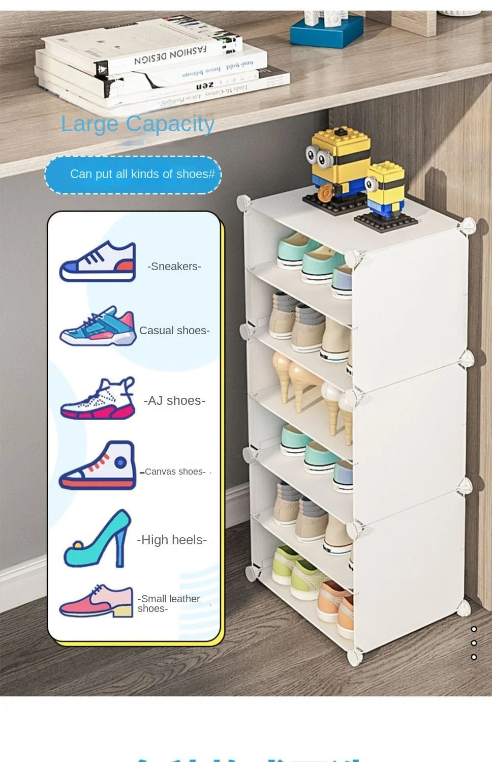Small-Scale Foldable Cabinets For Home Living Room Multilayer Large Space Shelf Student Dormitory Dust Proof Shoe Storage Rack