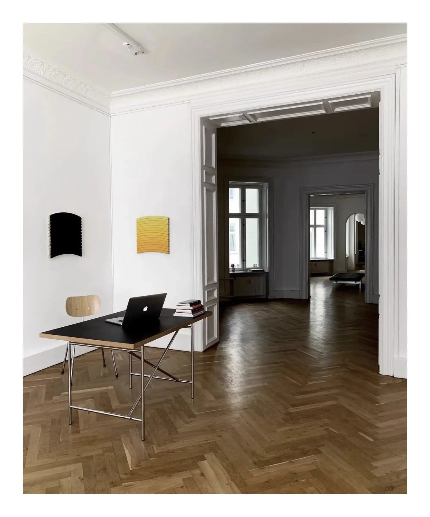 DPstudio vintage simple desk, stainless steel rectangular dining table, blogger, same conference table Bauhaus