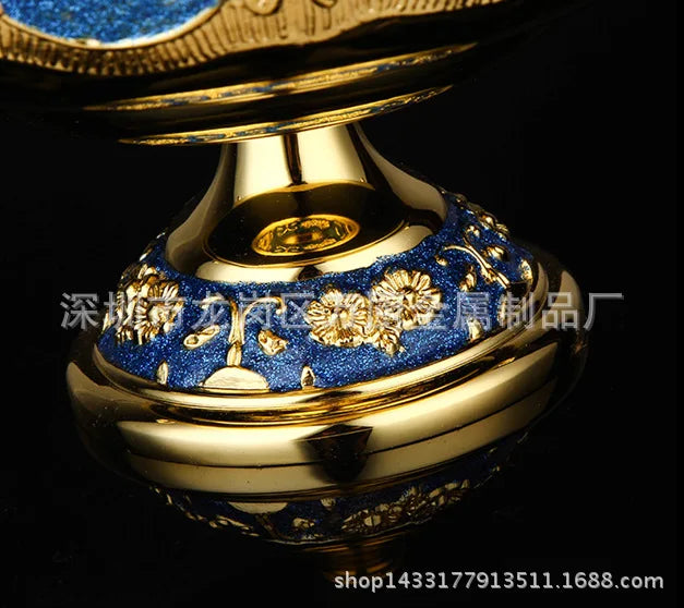 Zinc alloy stainless steel metal European double ear fruit bucket KTV ornament double ear fruit bucket Snack plate