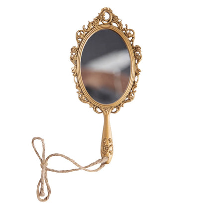 European Metal Vanity Mirror Desktop Retro Craft Ornament  Bedroom Dresser Palace Relief Cosmetic Mirrors Home Decoration